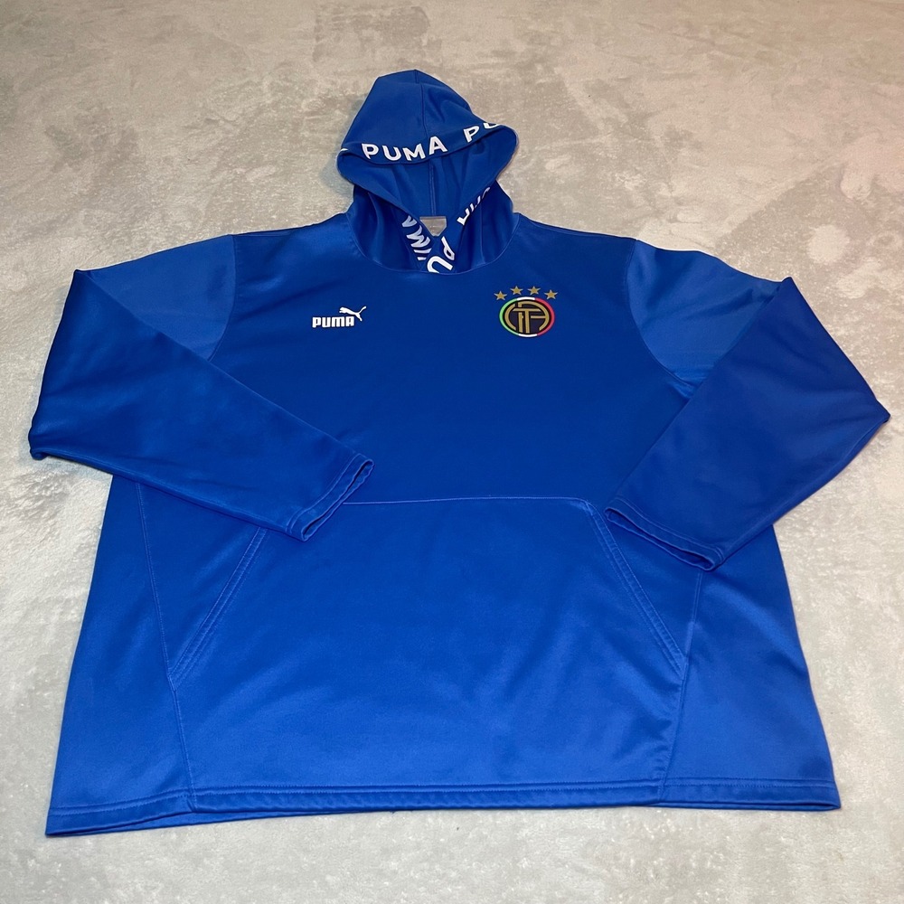 Italy Puma Warmcell Hoodie Mens XXL Blue Soccer Training Pullover Sweatshirt